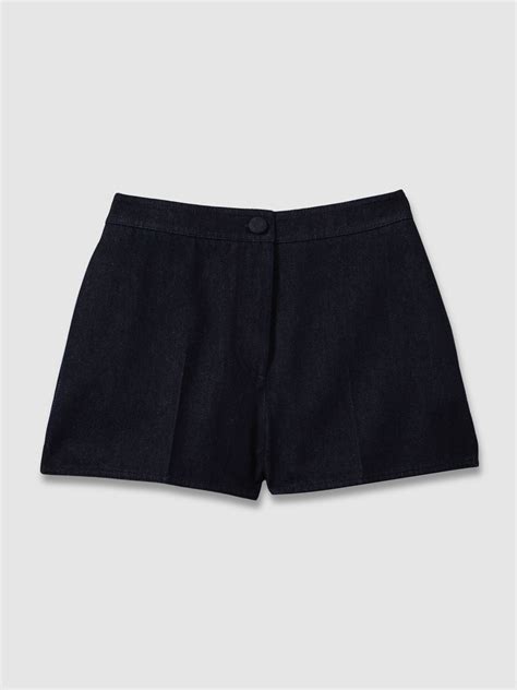 Reiss High-Rise Denim Suit Shorts in Dark Blue - REISS