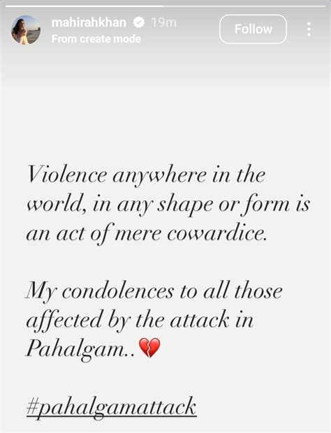 Pahalgam Terror Attack: Mahira Khan Mourns Victims In Now-Deleted Post ...