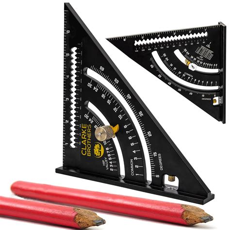 Clarke Brothers Rafter Square – 7 inch Tool with 2 Carpenter Pencils ...