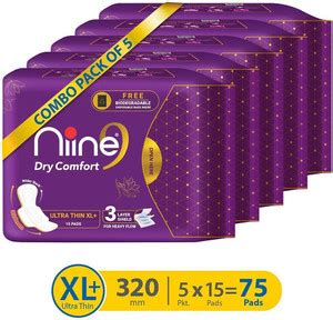 niine Dry Comfort Ultra Thin XL+ SUPER SAVER Sanitary Napkins Heavy ...