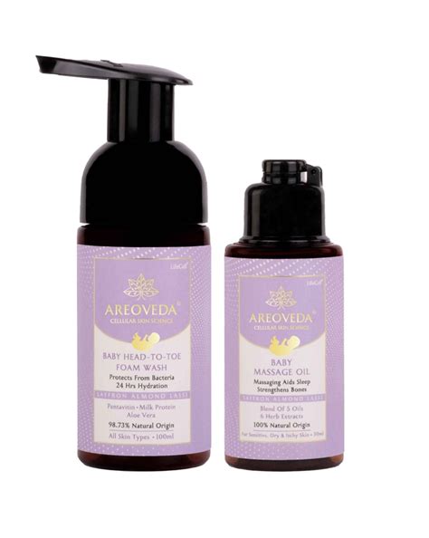 Baby Bath Bundle | Head to Toe Foam Wash & Massage Oil – AreoVeda