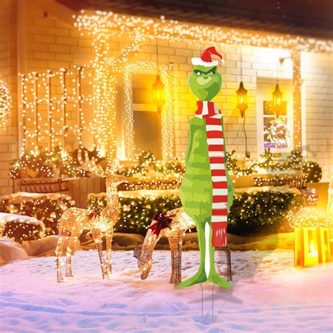 Grinch Outdoor Christmas Decorations Outdoor Battery Acrylic Santa
