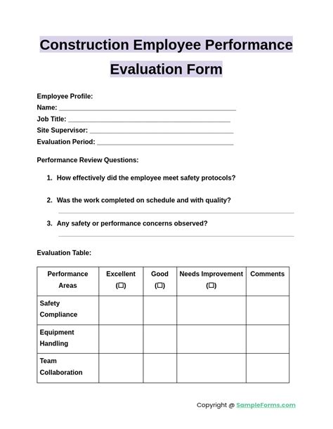 Sample Employee Performance Evaluation Form 的图像结果