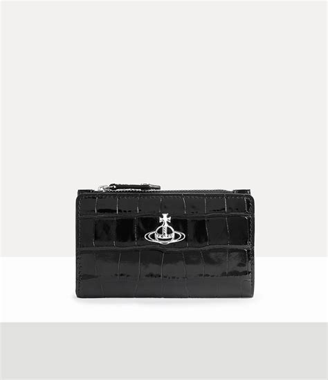 Crocodile Slim Flap Card Holder in BLACK | Vivienne Westwood®