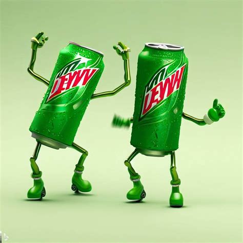 I typed “Mountain Dew cans with arms and legs dancing” into an AI art ...