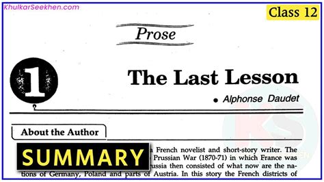 Image result for The Last Lesson Explanation Class 12
