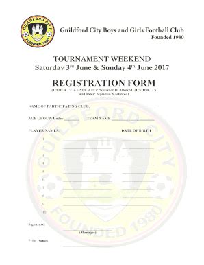 Fillable Online registration form - Guildford City Boys & Girls ...