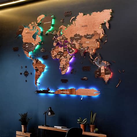LED Wooden World Map • The Map Store