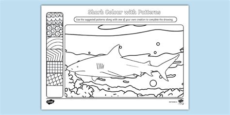 Shark Colour With Patterns Activity - Twinkl