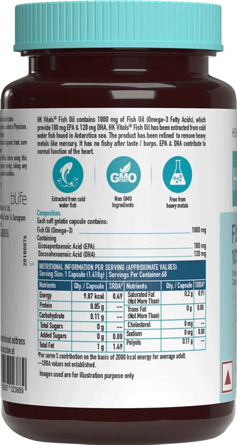 Buy HEALTHKART HK VITALS FISH OIL 1000MG WITH 180MG EPA AND 120MG DHA ...