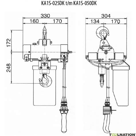 Rema 0701003 KA1S-050K pneumatic chain hoist 3.0 mtr 500 kg 701003
