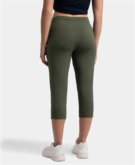 Buy Super Combed Cotton Elastane Slim Fit Capri with Side Pockets ...