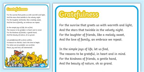Gratefulness Poem Example (teacher made) - Twinkl