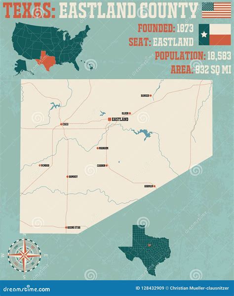 Map of Eastland County in Texas Stock Vector - Illustration of eastland ...
