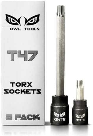 T47 Torx Socket - 3/8 Drive - 2 Pack Includes 3.5" Long Bit & 1" Bit ...