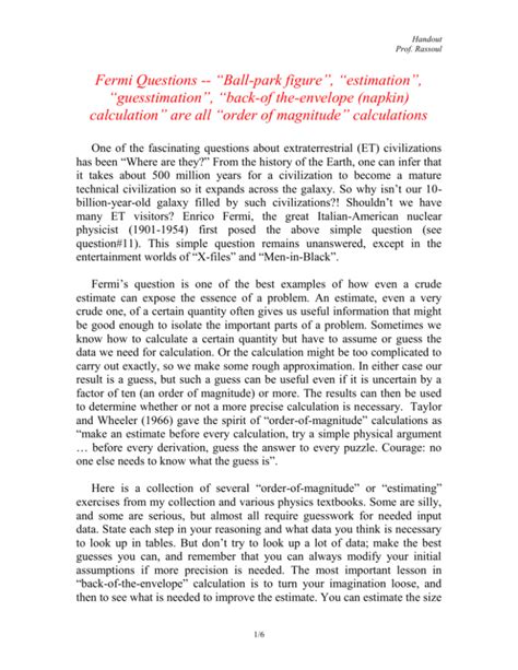 Image result for Fermi Estimation Question