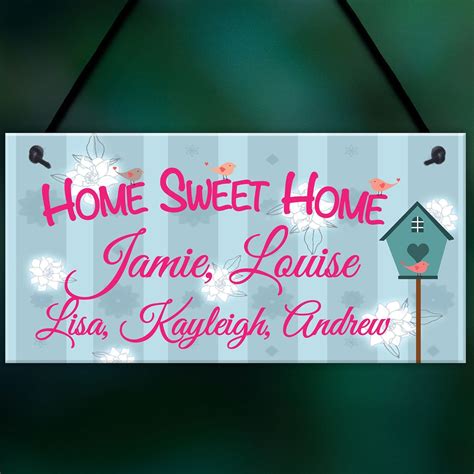 Buy RED OCEAN Personalised Home Sweet Home Hanging Plaque Cute Family ...