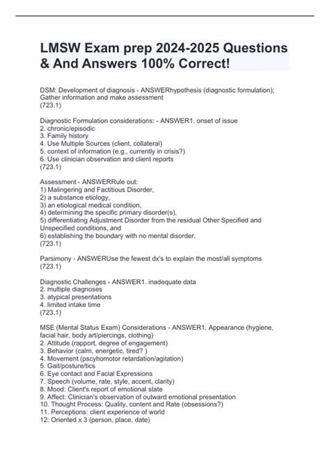 LMSW Exam prep Questions & And Answers 100% Correct! - LMSW - Stuvia US