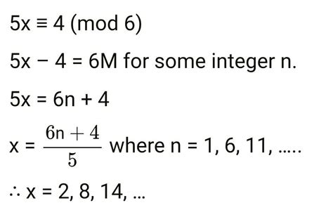solve 5x=4 (mod 6)??? hello - Brainly.in