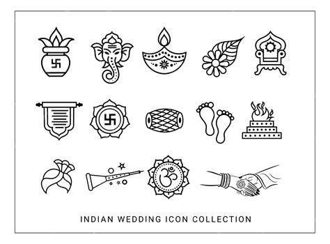 Premium Vector | Indian hindu wedding icon collection