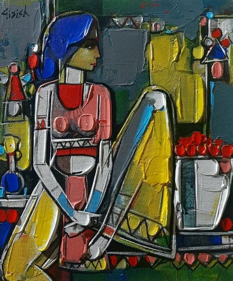 "Untitled 20": Yellow Orange Acrylic Painting by Girish Adannavar ...