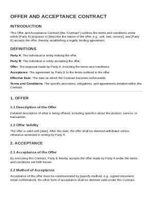 Offer And Acceptance Contract Template - Fill and Sign Printable ...