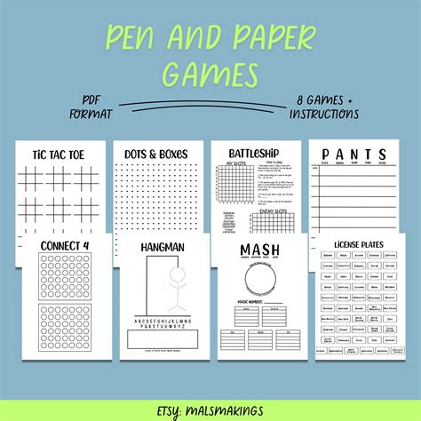 Printable Travel Games, Pen and Paper, Road Trip Games - Etsy