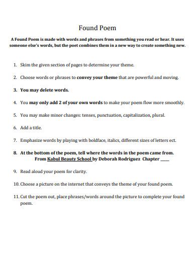 Image result for Found Poem Examples