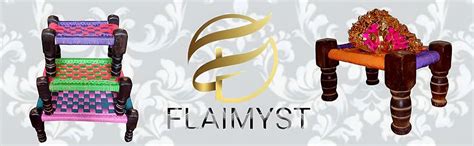 FLAIMYST Handmade Wooden Strong, Nylon Pooja Chowki Bad/Khat/Plamg ...