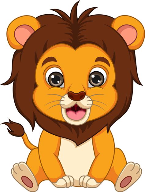 Cute baby lion cartoon sitting 6798442 Vector Art at Vecteezy