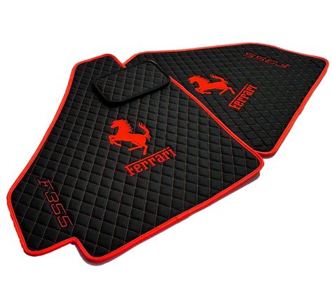 Ferrari Fit F348 & F355 Diamond Stitch Red On Black Floormats - J ...