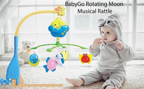 Buy BabyGo Rotating Moon Musical Cot Mobile | Light & Sound Rattle Toy ...