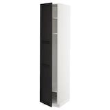 METOD high cabinet w shelves/wire basket, white/Lerhyttan black stained ...