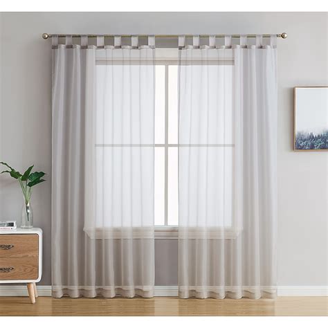 HLC.me 84-in Silver Grey Semi-sheer Rod Pocket Curtain Panel Pair SH ...
