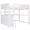 Buy Full Loft Bed with Desk and Storage Drawers Wood High Loft Bed ...