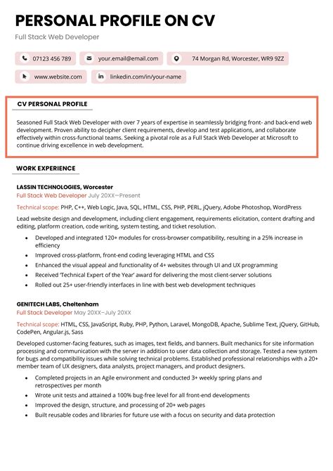 Personal Profile Examples 的图像结果