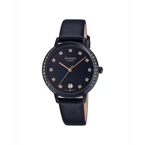 Casio Sheen Black Leather - Women'S Watch Sh236