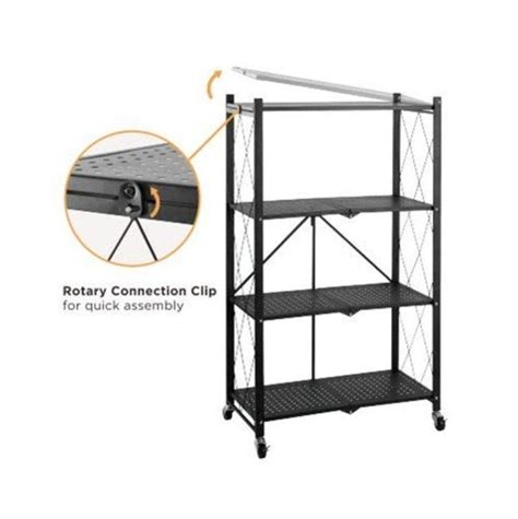 Buy Metal Adjustable and Foldable Storage Rack Unit with Wheel 4 Layer ...