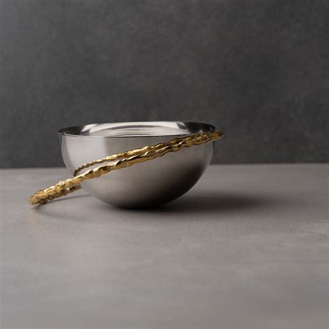 Rockman Stainless Steel Bowl with a Hammered Brass Accent – Amaara Home