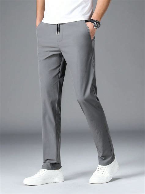 Men Solid Drawstring Waist Trousers in 2025 | Mens outfits, Swag ...