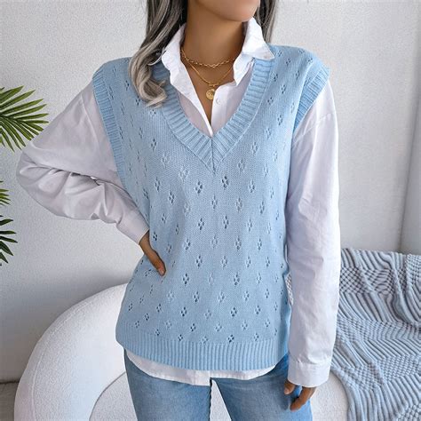Rigardu Sweater Vest Women V Neck Womens V Neck Sweater Vest Womens V ...