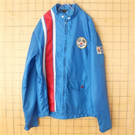 60s 70s USA製 PEPSI COLA ペプシ GREAT LAKES JACKET ナイロン レーシング ジャケット ブルー メンズ ...