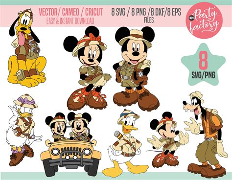 Safari Mouse SVG EPS PNG Mickey and Friends Safari Standing - Etsy Canada