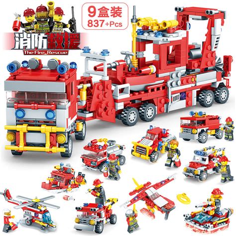 玩具世界儿童儿童拼装积木玩具80512开智4合1消防重型运输车飞机-阿里巴巴