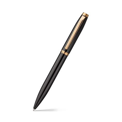 PENNLINE PEN ATLAS - 3205 - GLOSS BLACK BARREL AND CAP WITH GOLD TRIM ...
