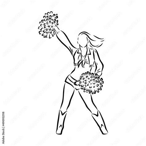 Cheerleader sketch cheerleading vector sketch llustration girl Stock ...
