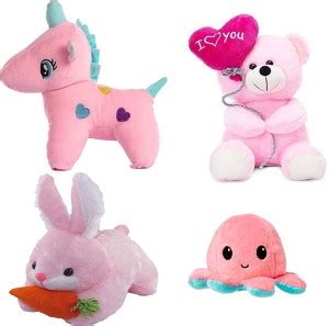 Lata Soft Toys Combo For Kids Teddy Unicorn Octopus Rabbit - 15 cm ...