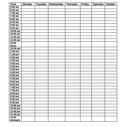 Free Printable Time Schedule 的图像结果