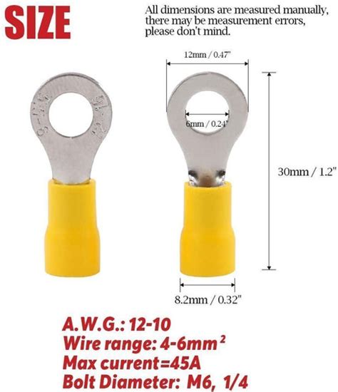 SK Electronics 100 Pcs 4-6 SQMM Insulated Terminals Ring Type Battery ...