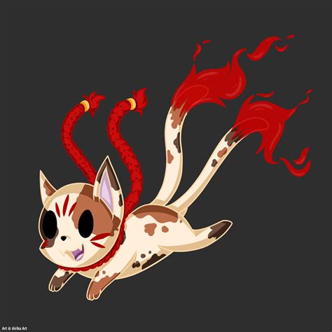 Airika Art - Japanese Yokai: Nekomata, The fork-tailed Cat...
